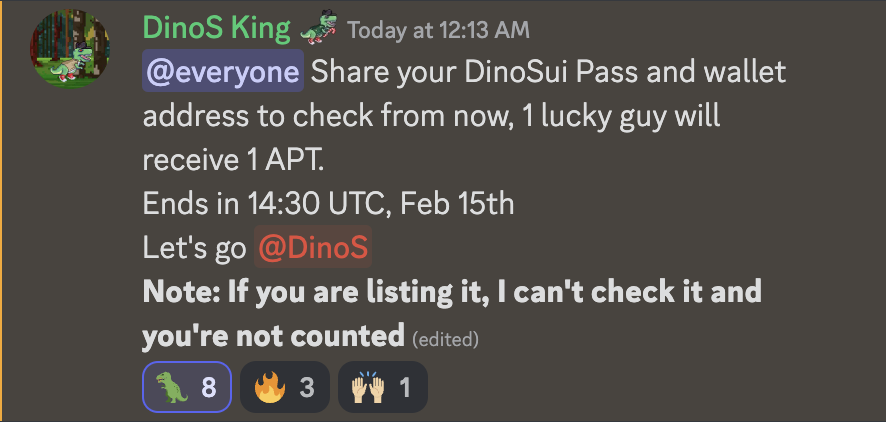DinoSuiNFT's tweet photo. 🚨Join our discord and play game now #DinoS 
👉https://t.co/gVMijQ2rlH
#NFT #Sui #Aptos https://t.co/CEKOZtY3ax