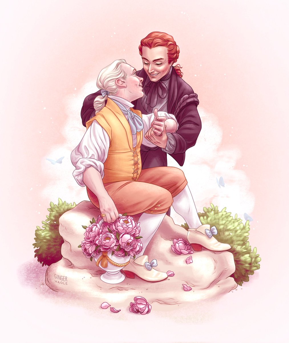 Pink peonies and discreetly stolen pecks on the cheeks; très romantique! #GoodOmens #Crowley #Aziraphale