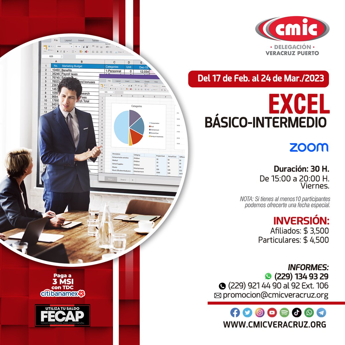 cmicveracruz's tweet photo. Faltan 4 días para que inicie el curso de 📊"𝗘𝗫𝗖𝗘𝗟 BÁSICO - INTERMEDIO.

¡Decídete y reserva tu lugar!

📅Capacítate del 17 de Feb. al 24 de Mar./2023,  por #zoom.

Inscripciones:📲229 134 9329
📨promocion@cmicveracruz.org

#TablasDinamicas #Excel #graficas #FormulasExcel https://t.co/tviHpiUzBy