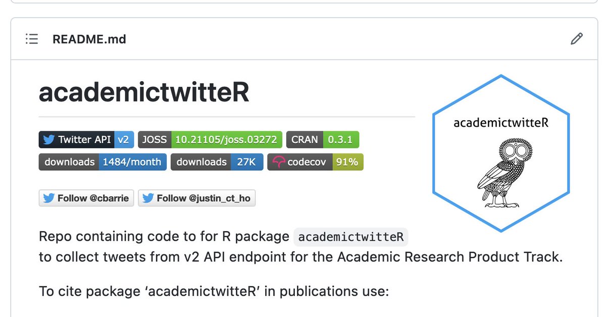 👋Two years and 27k downloads later, it looks like the Academic API endpoint is going paid...

This represents a great shame, of course, for the academic research community. 

Twitter *were* a model of how to enable open, transparent research...