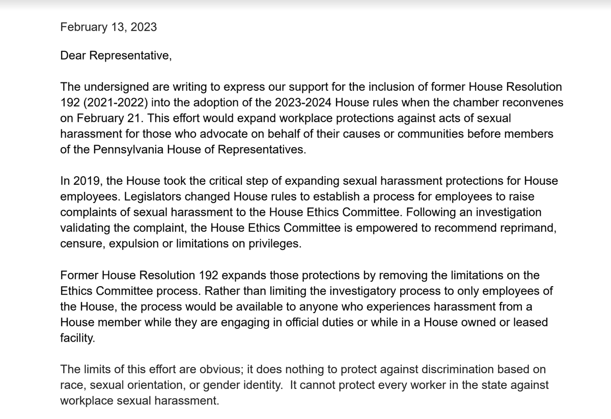 StephenJ_Caruso's tweet photo. News: Ahead of session next week, SEIU has sent another letter to the PA House asking for more expansive sexual harassment guidelines in the coming rules package. There are 79 new co-signers, including the state Democratic Party, some trade union chapters, and one lobbying firm. https://t.co/9wriaHNUYv
