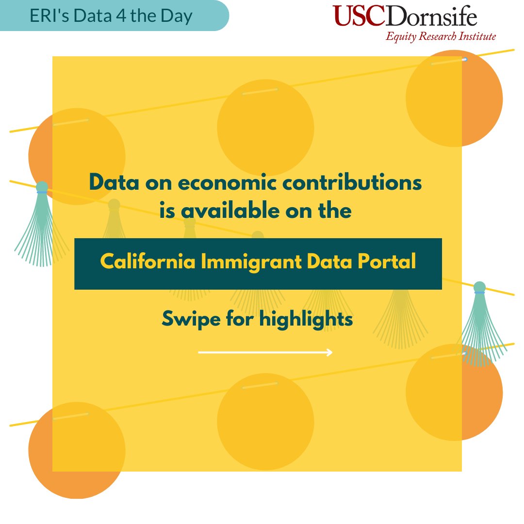 ERI_USC's tweet photo. #Data4theDay: Immigrants in California make significant contributions to California's economy. Explore the economic indicator data and narrative, as well as other related data, on the California Immigrant Data portal. #D4tD https://t.co/Se7mN2vu7l