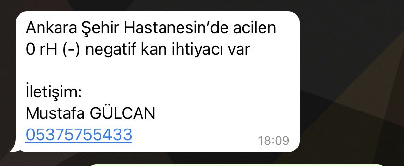 Ankara Şehir Hastanesinde acilen 0 rh (-) negatif kan ihtiyacı vardır. Bir kişiden alındı ancak birine daha ihtiyaç var.
iletişim 0 537 575 54 33 #deprem #hatay #antakya #yardım #acil #ACILYARDIM #Ankara