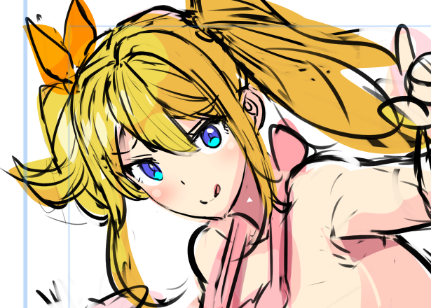 本日公開予定FANBOX限定絵、カラーラフまで。バレンタインらしい装い(?)となります。 