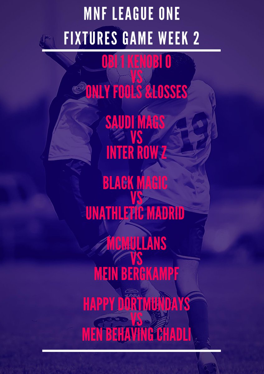 BarrowPulse's tweet photo. MNF League fixtures

Game Week 2 https://t.co/pgjaIoEC1y