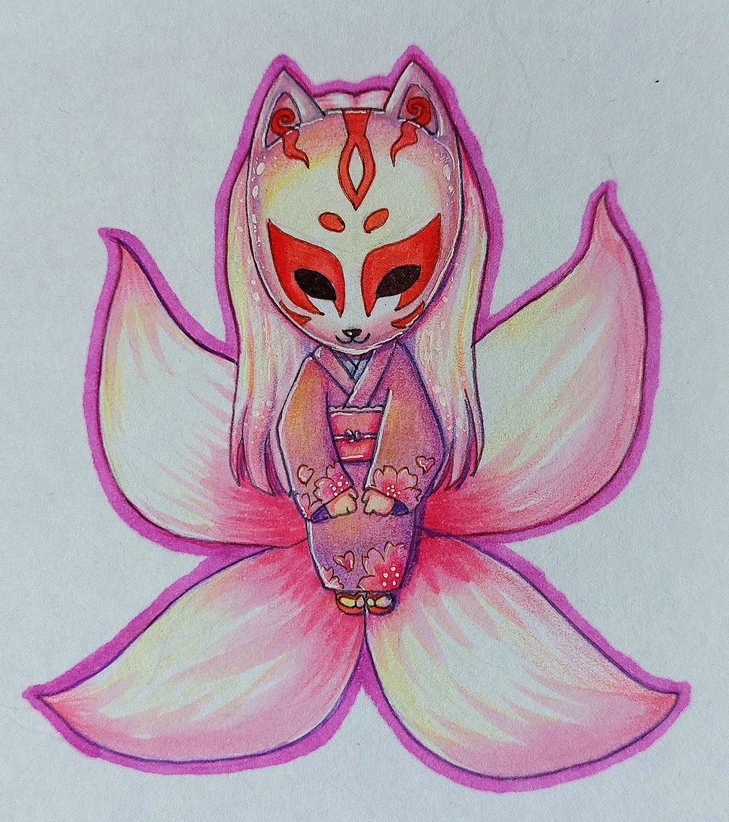 Kitsune chibi
#anime #manga #kitsune #art #drawing #pink #sakura #coloredpencils #copicmarkers