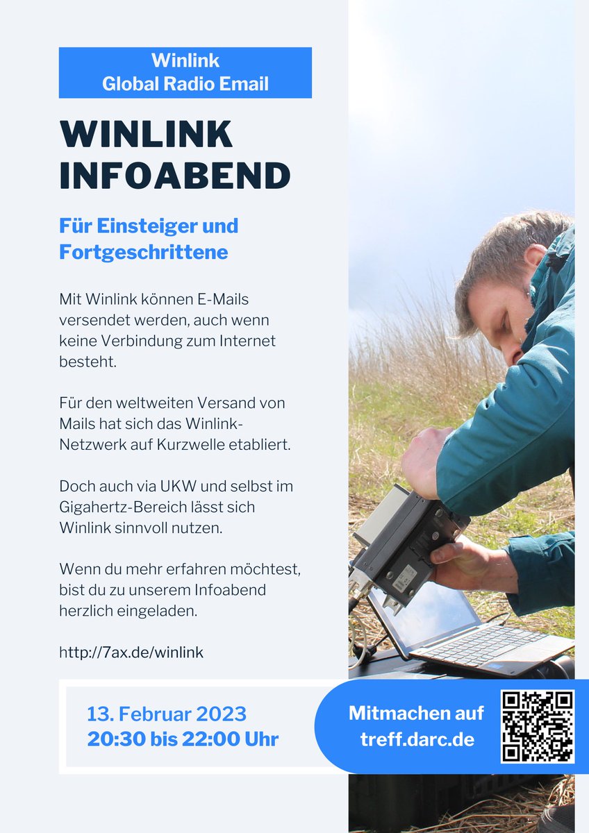 DM9KS's tweet photo. Heute Abend noch nichts vor? Interesse am Infoabend zum Thema Winlink?

Login via https://t.co/dY57XHcUGY

Um halb neun geht es los. https://t.co/xG5BcybmDO