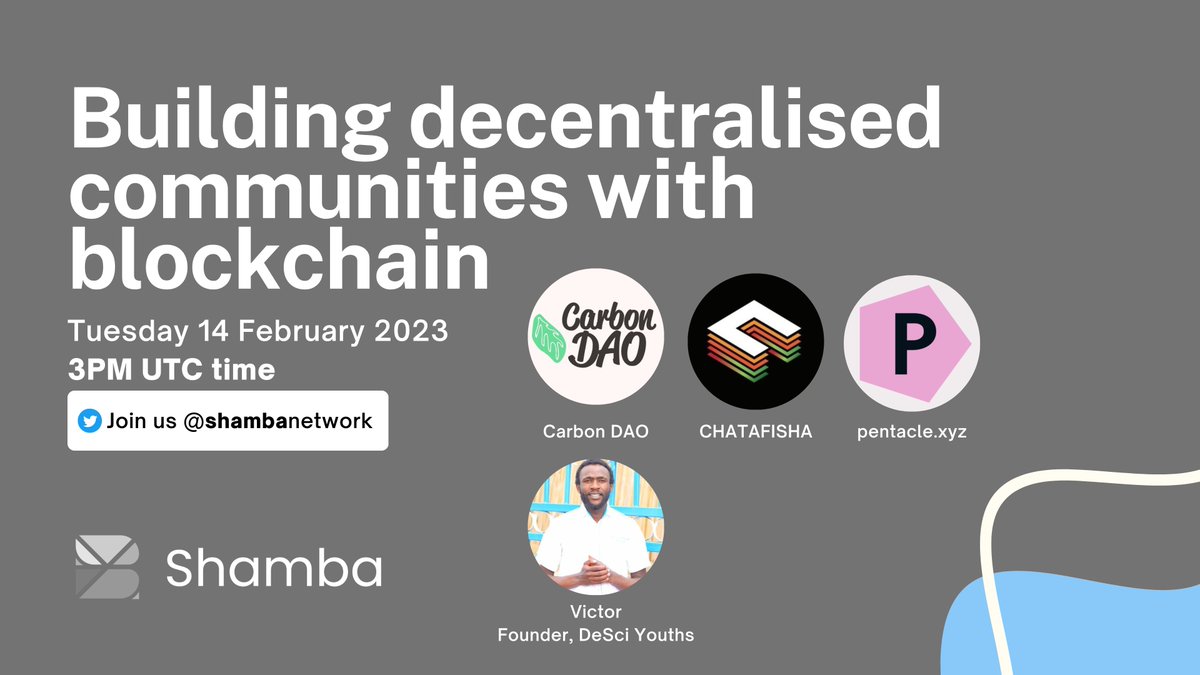 🚨🚨 Join us tomorrow to explore how #blockchain can be used to create decentralised communities that are more resilient, democratic &amp; transparent. <a href="/CarbonDAO/">Carbon DAO</a> <a href="/chatafisha/">CHATAFISHA</a> <a href="/pentaclexyz/">pentaclexyz</a> <a href="/QBEvickih/">VicTor</a> 
Set a reminder here: x.com/i/spaces/1yoJM…