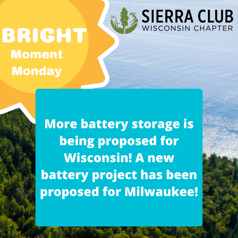 SierraClubWI's tweet photo. Battery storage is a critical component of getting to 100% clean energy.  This is great news! https://t.co/J2b0i5U3e1 

#batteries #brightmomentmonday https://t.co/8V2m2UpqXC