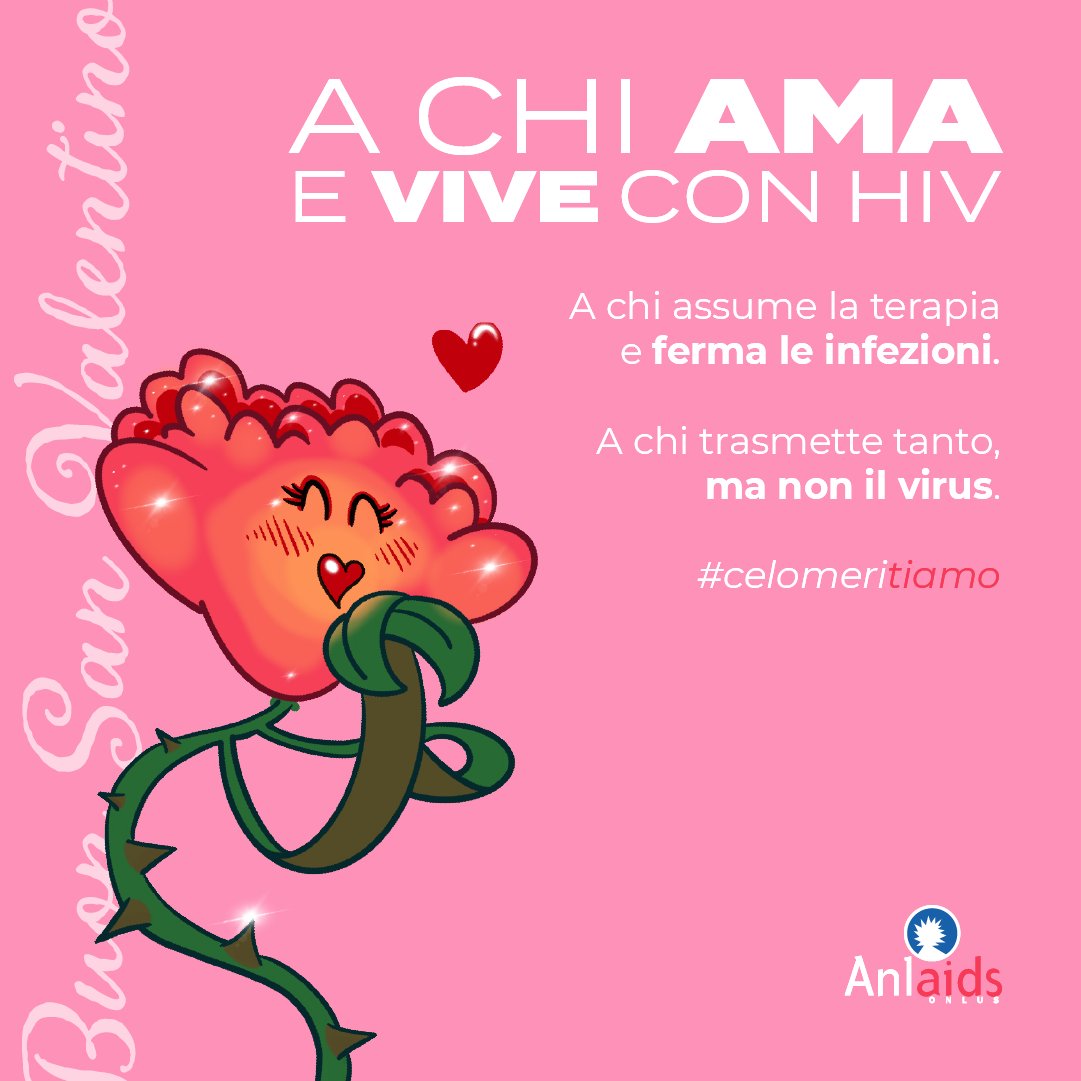 Anlaids's tweet photo. Un #buonSanValentino a chi assumendo la terapia contribuisce a spezzare la catena dei contagi!
Dedichiamo un fiore virtuale a chi trasmette tanto, ma non il virus.
#Uequals #SanValentino #WeAreAnlaids #HIV #Italia #FuckStigma #Love #Sierofobia #celomeriTIAMO #Rosa #Prevenzione https://t.co/Twqhrtl3o1