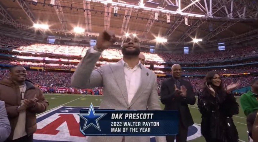 ChrisHalling_'s tweet photo. Dak Prescott and the Eagles were both at the Super Bowl last night.. only one left with a trophy. 🤣 https://t.co/8Sq8xjtS0U