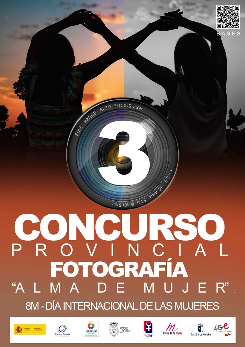 Concurso provincial de fotografía ALMA DE MUJER. Información y presentación de trabajos 👇👇
mora.es/servicios/cent…
El plazo de presentación de trabajos será hasta las 23:59 horas del 28 de febrero de 2023. 
🥇premio:300€ 🥈premio:150 €
¡¡PARTICIPA!!