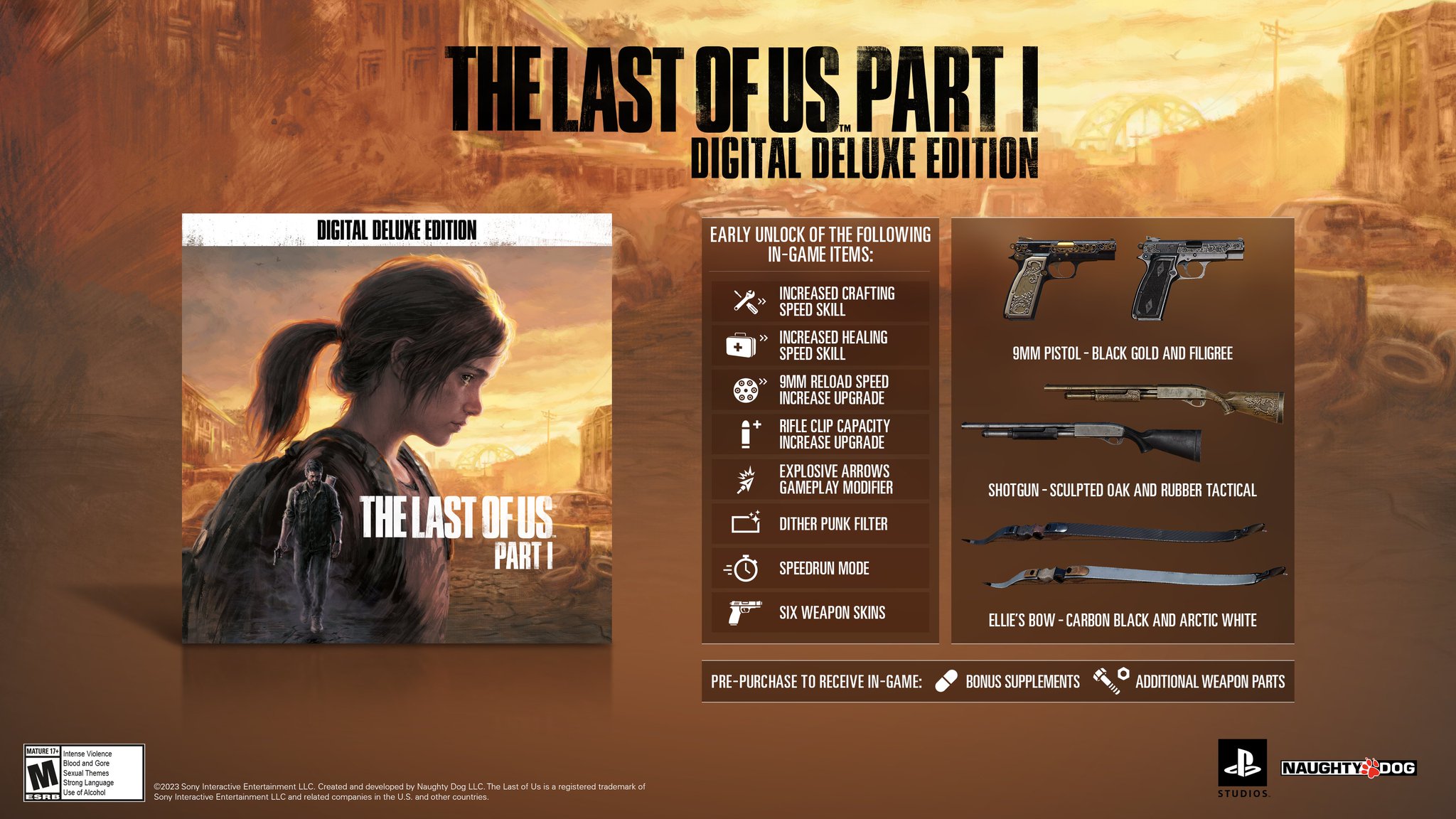 Naughty Dog on X: The Last of Us Part I Digital Deluxe Edition for PC is  now available to pre-purchase until release on 3.28.23! Grab early unlocks  of in-game items like skills