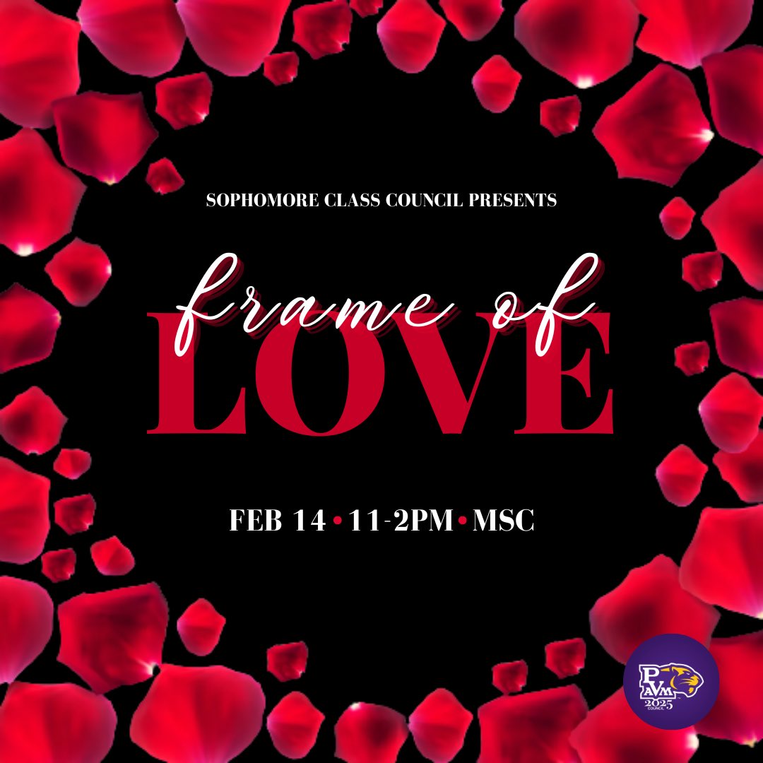 officialpvamu25's tweet photo. Tomorrow we’re capturing memories, creating moments, and celebrating love💕 Join us at #FrameOfLove for some Valentine's treats📸❤️ https://t.co/UeGuLgSwnG
