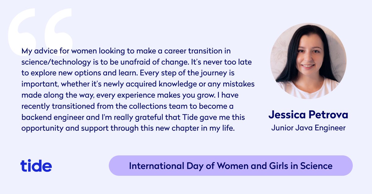 TideBusiness's tweet photo. 💻 🔢 👩🔬 Saturday marked the 8th International Day of Women and Girls in Science. To celebrate, we asked 3 Tideans to share their best advice for women and girls looking to either start, grow or transition their careers in science and tech. 🚀#WomenInScienceDay #GirlsInScienceDay https://t.co/w1YkbYHp0X