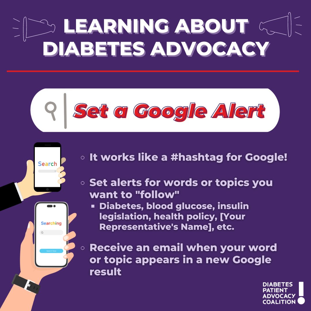 #Advocacy101 Learning about #Diabetes Advocacy! Our first piece of advice is to set up a Google alert so you can stay updated with the current news and recent developments in diabetes policy. Feel free to comment any words or topics that we missed!
