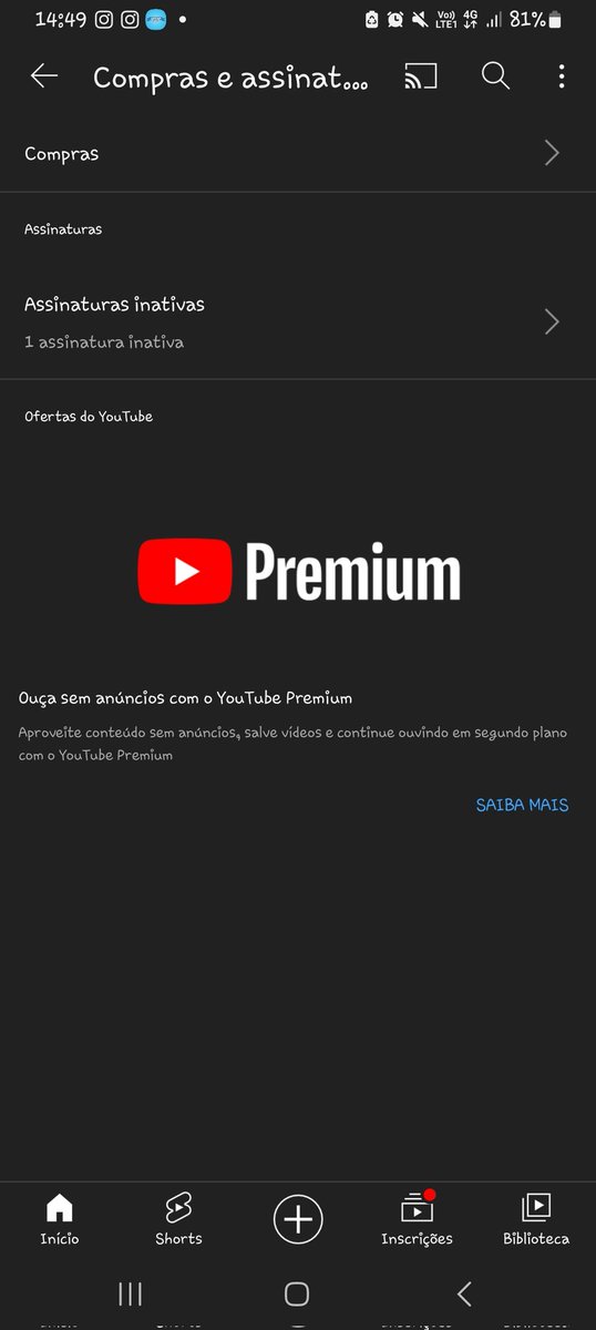 MatheusinhoShe2's tweet photo. @TeamYouTube Já desinstalei e instalei com a atualização e mesmo assim continuo com a minha assinatura inativa. https://t.co/mCDu4aAWvJ