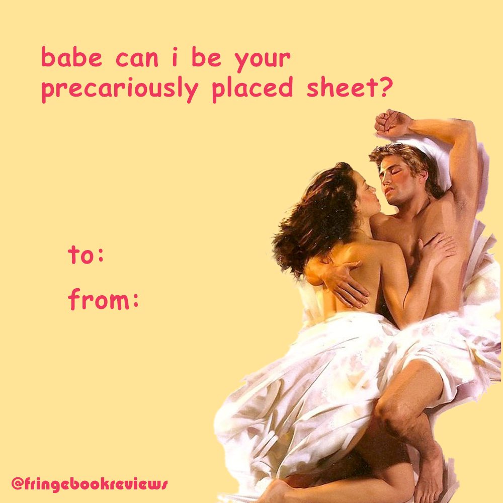 I made these histrom Valentine’s Day meme cards last year and I’m bringing them back!! (You can check out my full list tomorrow 💕)

If you want one via snail mail (I’ve got several different quotes and artwork) just add your address here: postable.com/fringebookrevi…