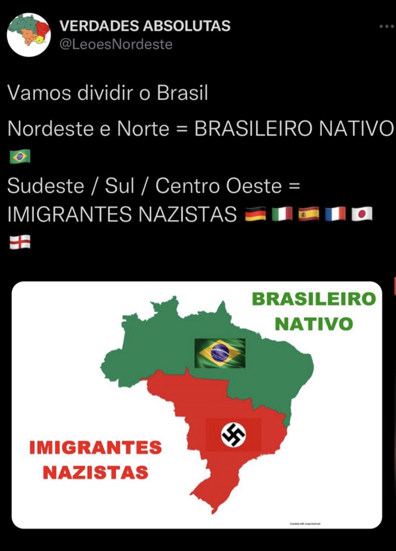 DamaDeFerroTV's tweet photo. "Brasileiro nativo" é índio.. seu analfabeto separatista! https://t.co/Tg3ffqGGHt