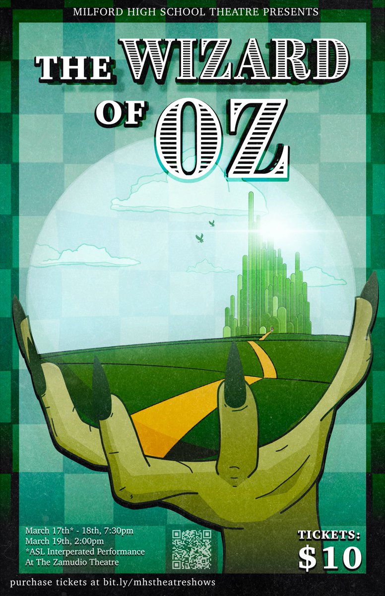 <a href="/MilfordHSDrama/">Milford Drama</a> heads down the yellow brick road! 

"𝕋𝕙𝕖 𝕎𝕚𝕫𝕒𝕣𝕕 𝕠𝕗 𝕆ℤ" will run March 17-19 at The Zamudio Theatre and includes a cast &amp; crew of OVER 80 students! 

!!!THIS SHOW WILL SELL OUT AND TIX ARE REQUIRED!!!

Get your tix today: bit.ly/mhstheatreshows
