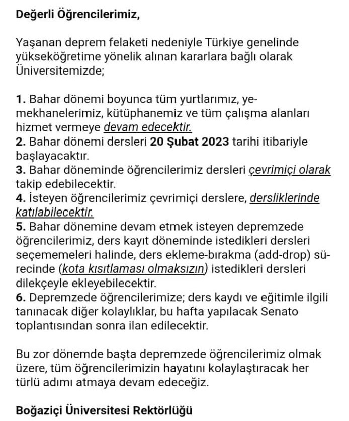 Boğaziçi Üniversitesi hibrit modele geçtiğini açıkladı.  #uzaktan #universitelerkapatılmasın