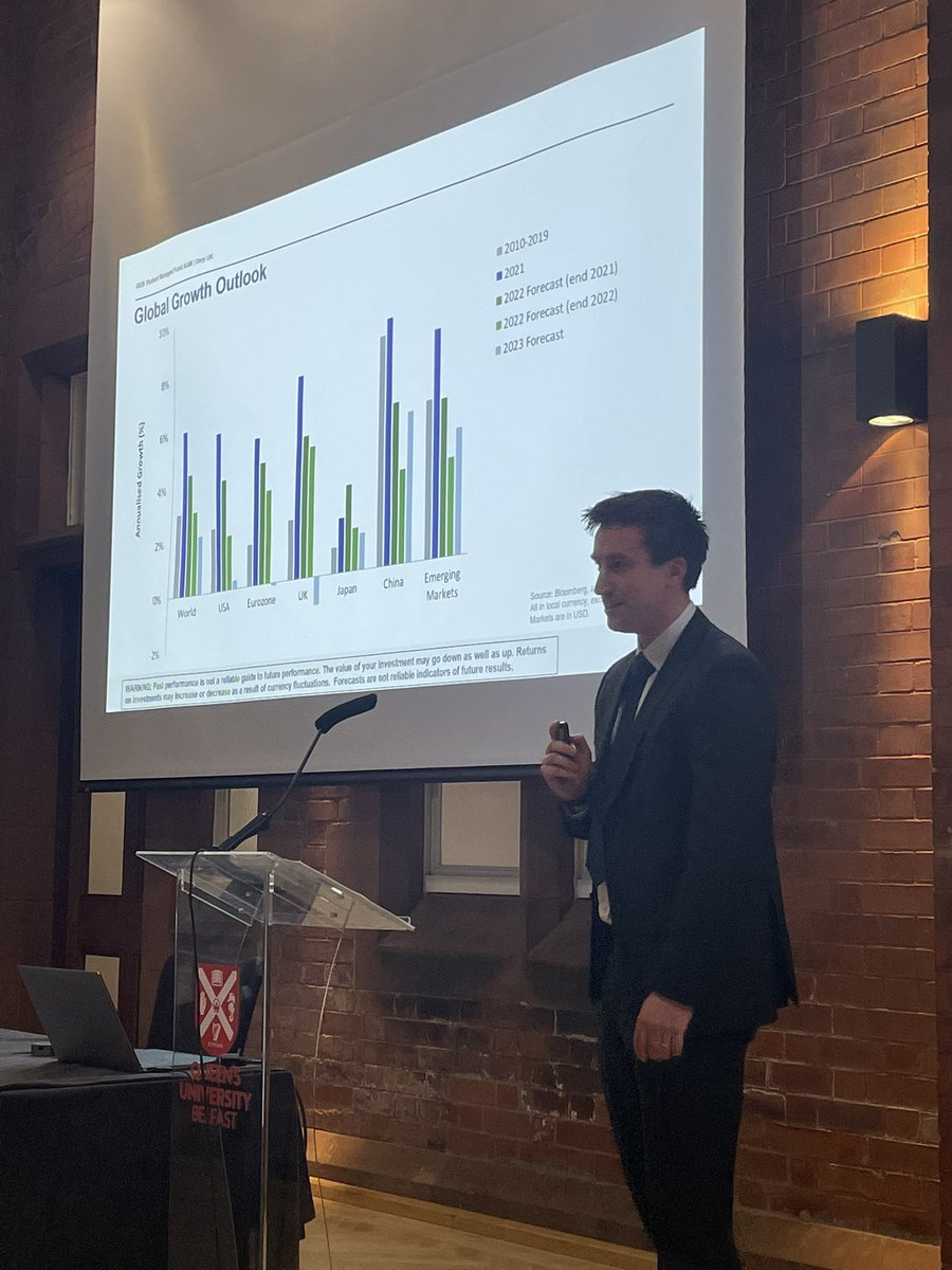 ainegallagher0's tweet photo. Next up is David Finn, Chairman of the UK Investment Committee discussing the outlook for 2023, with key questions remaining around a US recession and the inflationary outlook @QUBSMF @QUBManagement @alanytics @DavyGroup https://t.co/Vsh0BW133P