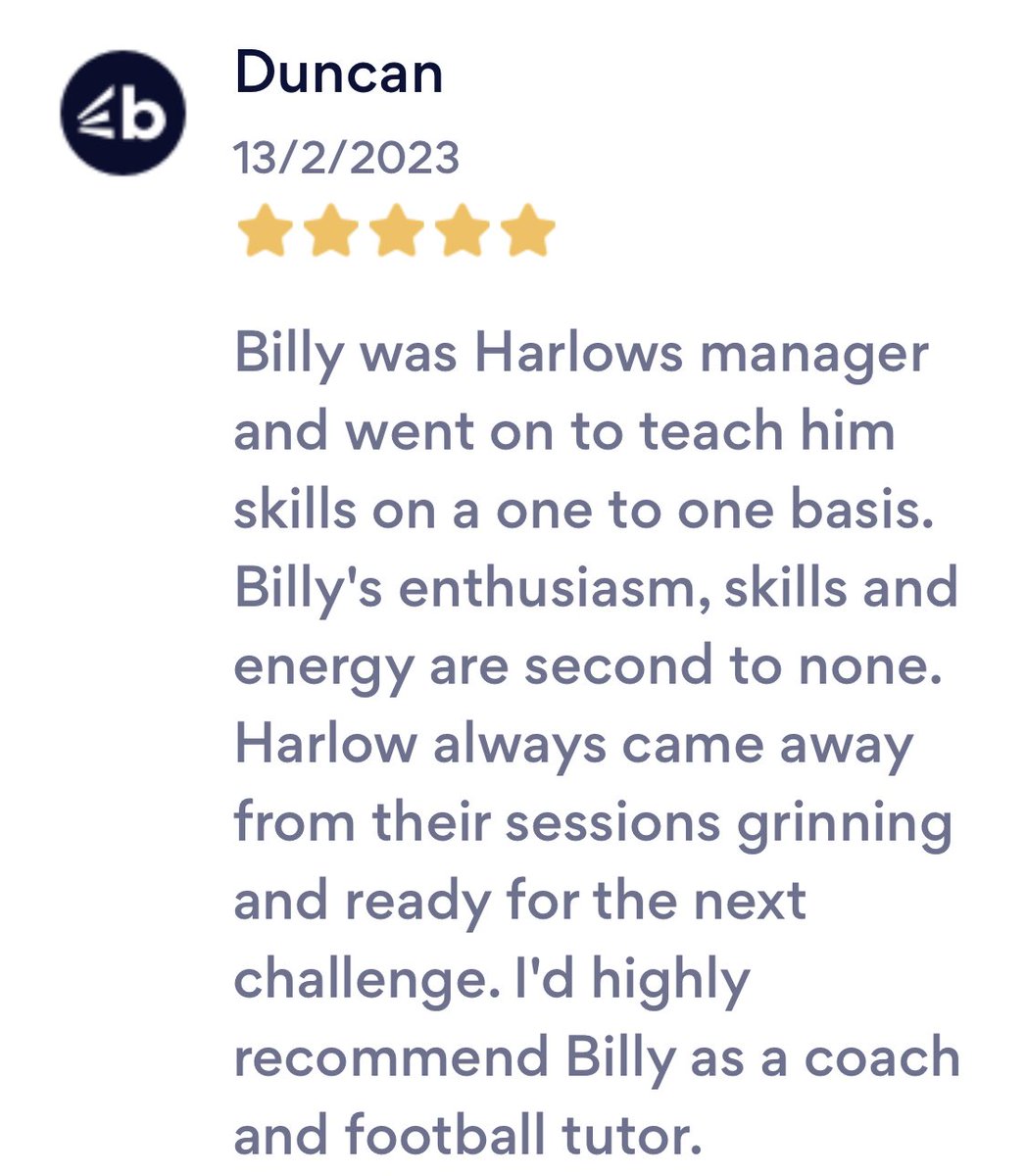 Wow - Thank you Duncan! 
⭐️⭐️⭐️⭐️⭐️

If your Son / Daughter is looking to improve football skills, get fitter, gain confidence - drop me a DM. 

#FootballCoaching #Footballfun 
#Ashford #maidstone #kent #Faversham #Lydd #NewRomney #Wye #Lenham