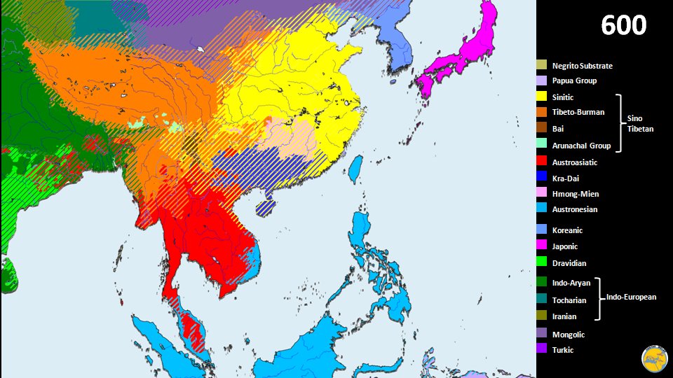 Costas_Melas's tweet photo. Languages of East Asia 600 AD #East_Asia #Languages #Sinitic #geography #history #China  #Indochina #India #Philippines #Japan #Taiwan https://t.co/ASIUtN9GGJ