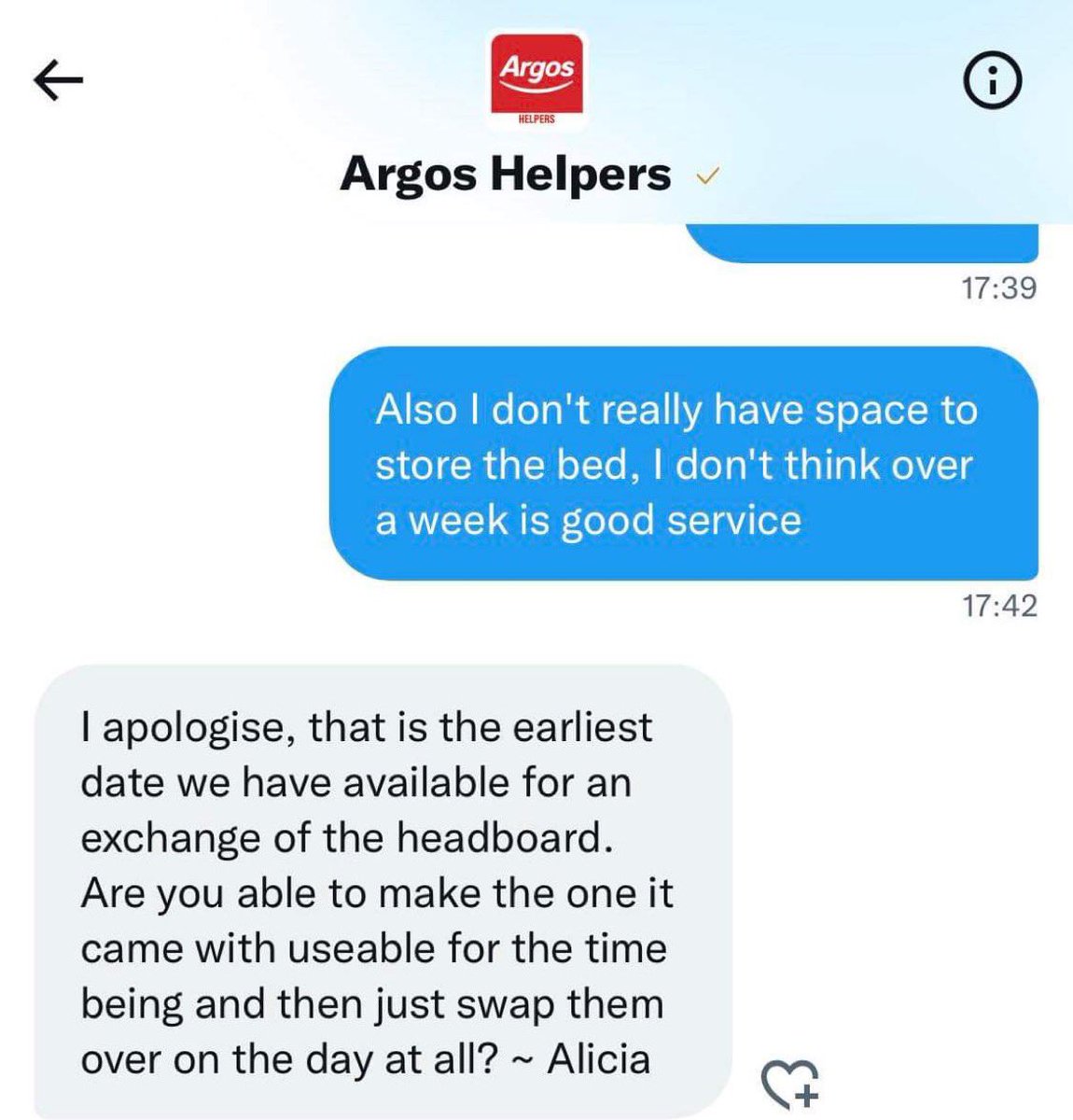 kieronsellars3's tweet photo. Argos charged me £280 for a king size bed. When this arrived the headboard was smashed. I was asked by Alicia at Argos to use this whilst a replacement is sourced. Not good enough #refund  @Argos_Online https://t.co/si5MVlXX06