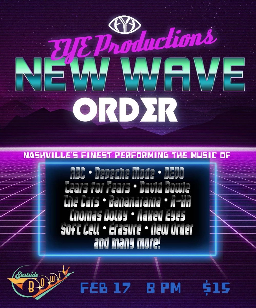 that80snewwave's tweet photo. Nashville friends: This Friday at @eastsidebowl in Madison, TN: Nashville’s finest perform #80s #NewWave covers! Production by @EYEshows. Get tix: https://t.co/2p094mOjNe https://t.co/XuM8PIBGzy