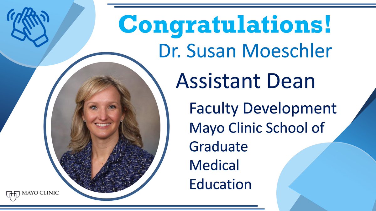 Congratulations Dr. Susan Moeschler, M.D. on being named assistant dean for Faculty Development in Mayo Clinic School of Graduate Medical Education.
@SMoeschlerMD  has served as program director of the interventional pain medicine fellowship for 8 years.
@MayoAnesRes @MayoGRIT