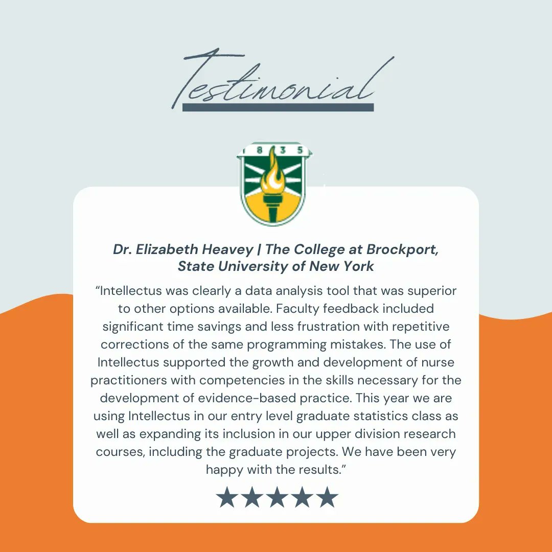 intellectustats's tweet image. We love hearing great feedback from our customers. Click the link in our bio, to learn more about how Intellectus supports DNP programs! #IntellectusStatistics