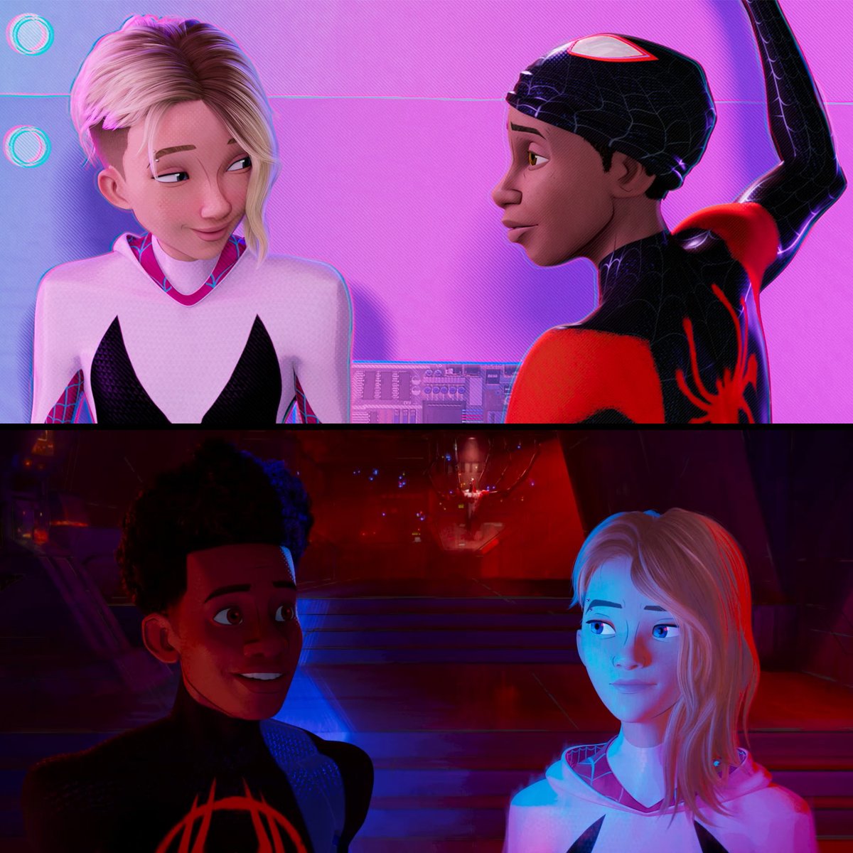 Gwen and Miles, then and now 💗 #SpiderVerse