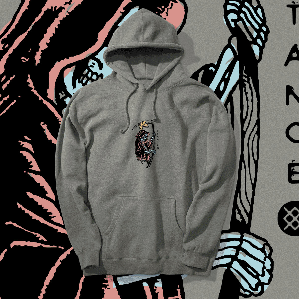 stance's tweet photo. Peace &amp; Pizza. ✌️🍕
 
Peace, sunsets, flowers… and the grim reaper enjoying a slice. Our February collection of graphic hoodies and t-shirts has arrived and it’s a good one! 

What's your favorite? Shop the latest now https://t.co/y4zcjukxXj https://t.co/Q0Bi8d6xPi