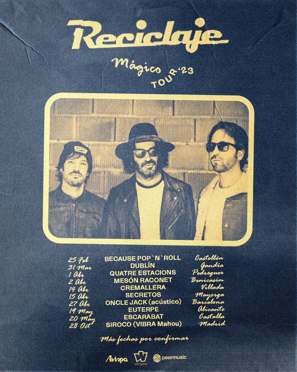 🚐  MÁGICO TOUR 23  🚐

¡Querida gente! 
¿Dónde nos vemos?

#reciclajeoficial #magicotour #2023 #degira #musicaendirecto #nuevodisco #magico #rocanrol #nosvemosenlassalas #nosvemosenlosescenarios