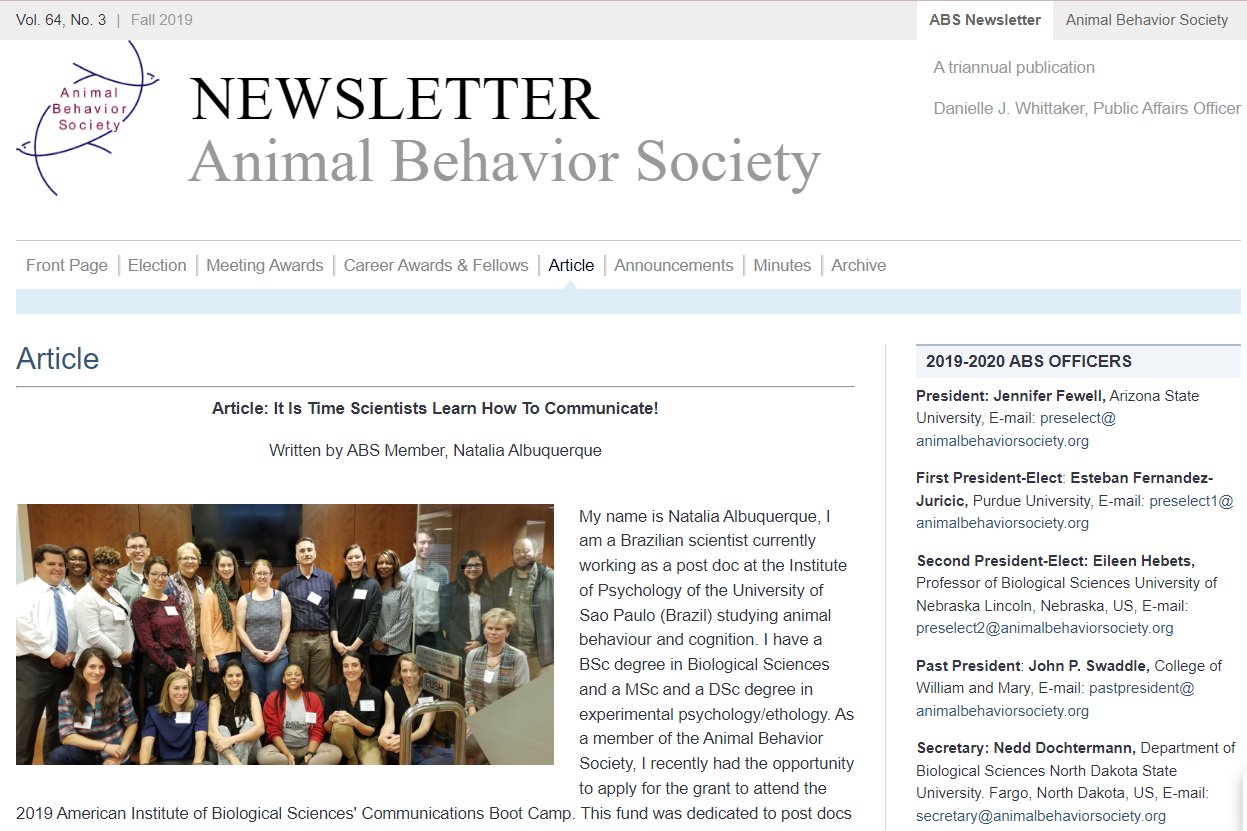 Animal Behavior Society on Twitter "In 2019 I applied for an