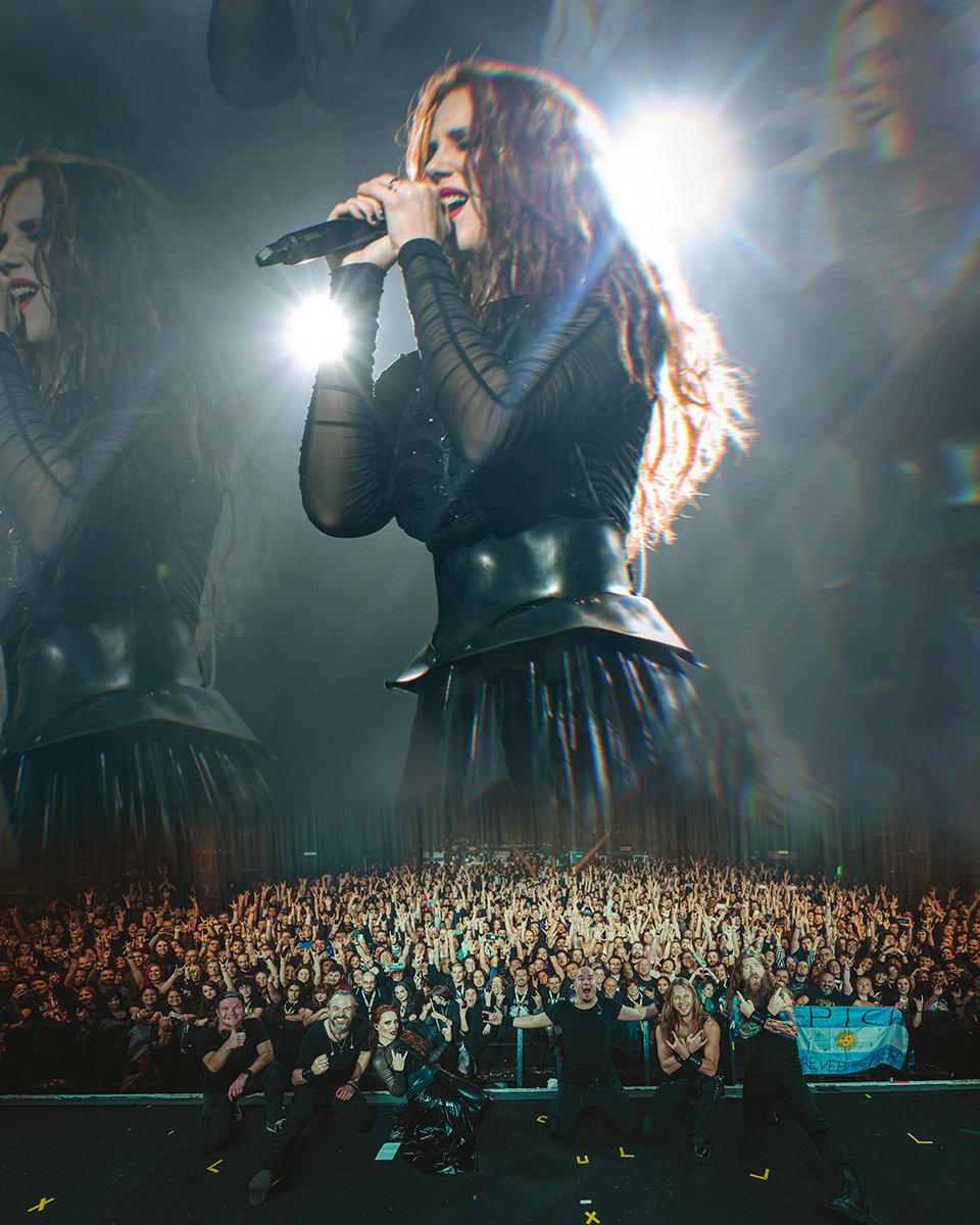 Epica's tweet photo. Madrid! You’ve set a new record for loudest crowd of The Epic Apocalypse Tour 😱 It was even better that it was in such a beautiful city full of your beautiful smiles!

Day off today, then tomorrow is the last show of the first leg in Lisbon 🇵🇹!

📷: Jens De Vos + Dara Christine https://t.co/A9cAH7n6is