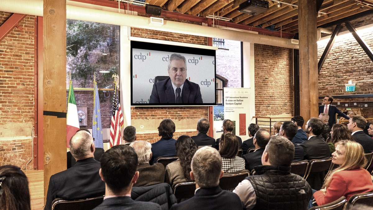 GruppoCDP's tweet photo. Speakers included, among others, the Ambassador @mazappia, Consul @STStrozzi , CDP Chairman Giovanni #GornoTempini, CDP CEO Dario #Scannapieco and #CDPventurevapital CEO Enrico #Resmini. https://t.co/tDhgdswHr0