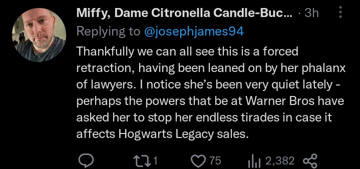 I notice most of the sympathy to JJ making an apology is the usual "IM SOOO jealous of JK because she not only built a worldwide franchise &amp; made millions, but shes helping war kids and women flee repressive regimes and shes doing it WITHOUT STROKING MY DICK!" CNts!