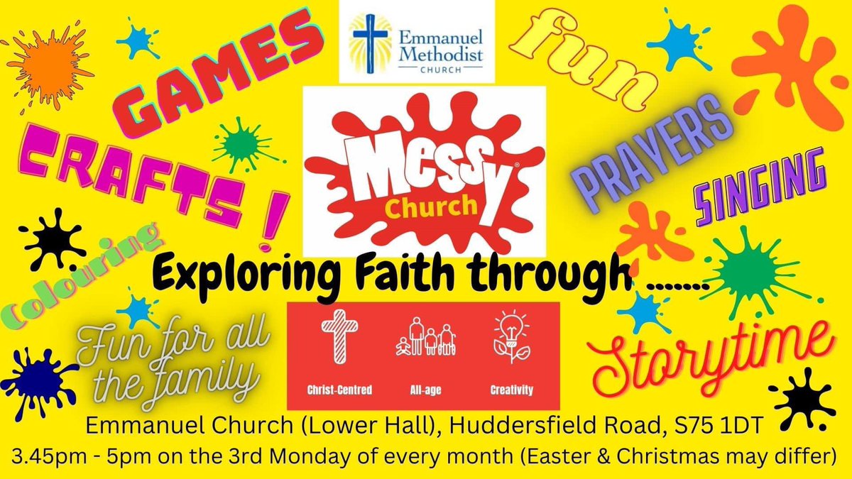 EMCBarnsley's tweet photo. @WilthorpePS @SummerLanePS @stmarysbarnsley @GawberSchool It’s that time again. Messy church 🎨 is on Monday 20 February. Join us! https://t.co/WPhUW0OuG1