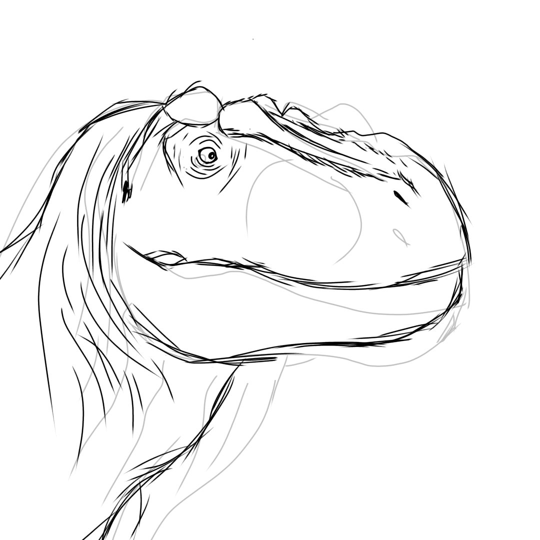 I started to draw digitally and I made this quick Tyrannosaurus sketch

Any tips to improve?
