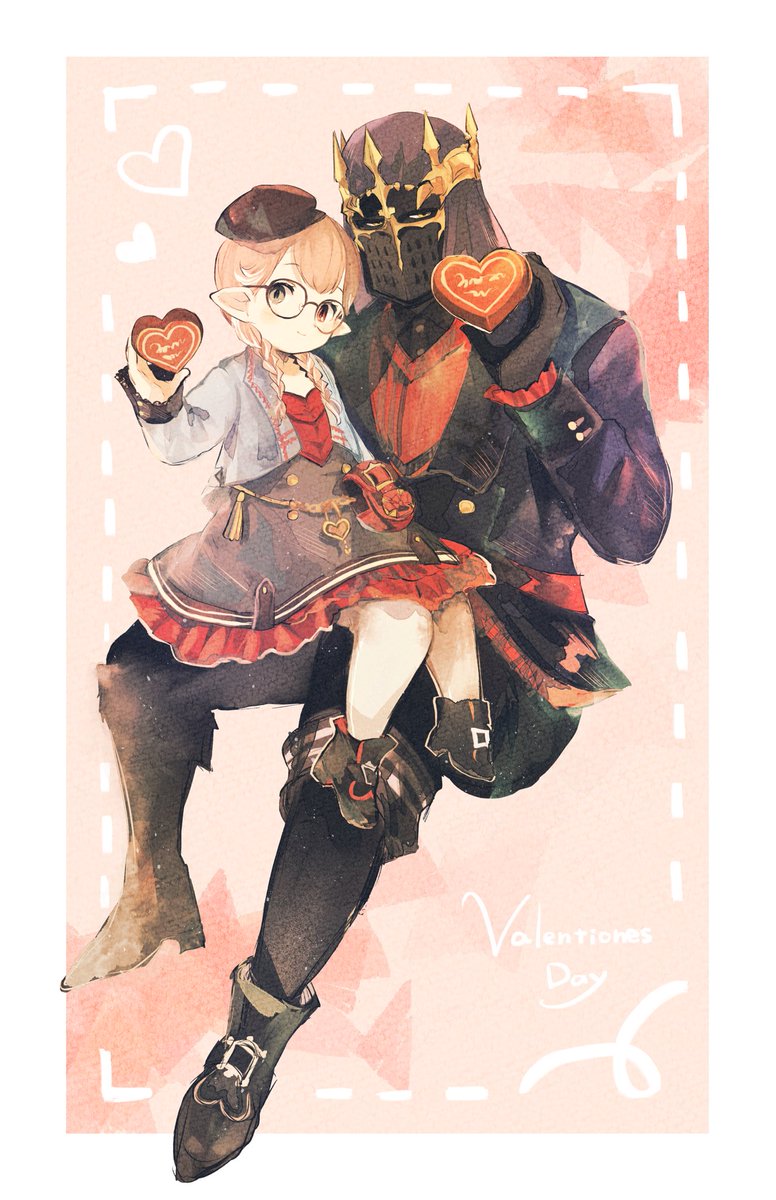 avatar (ff14) lalafell 1girl pointy ears heart glasses 1boy hat  illustration images