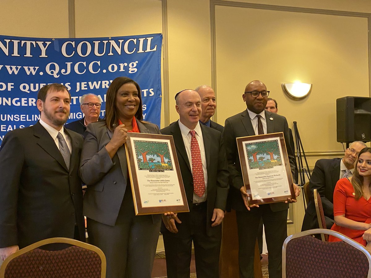 JCRCNY's tweet photo. Our President, Ben Golub at the @TheQJCC  Breakfast speaking about the importance of diversity, a shared society, and security alongside @AmbAsafZamir @NewYorkStateAG  @QnsBPRichards @RepGraceMeng https://t.co/h1dH2Dz0zD