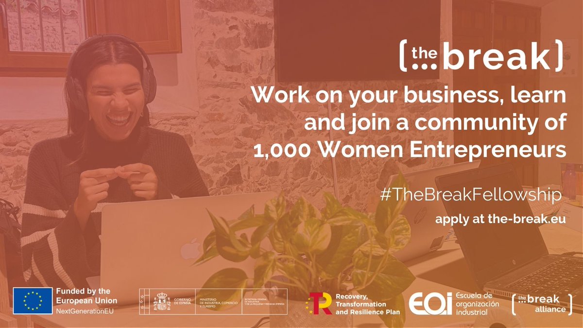 Vuoi far crescere il tuo network? Ti presentiamo #TheBreakFellowship per imprenditrici residenti in UE. Trascorri un mese in Spagna per incrementare il tuo business e incontrare un network di imprenditrici da tutta Europa! Candidati: bit.ly/TheBreakF23