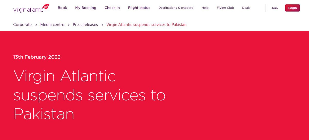 Virgin suspends all flights to Pakistan. Yet another collapse & failure by this govt.We worked & focused on connectivity with the world via International airlines.Even during covid we managed to keep them all operational. The current government is worse for us than any pandemic.