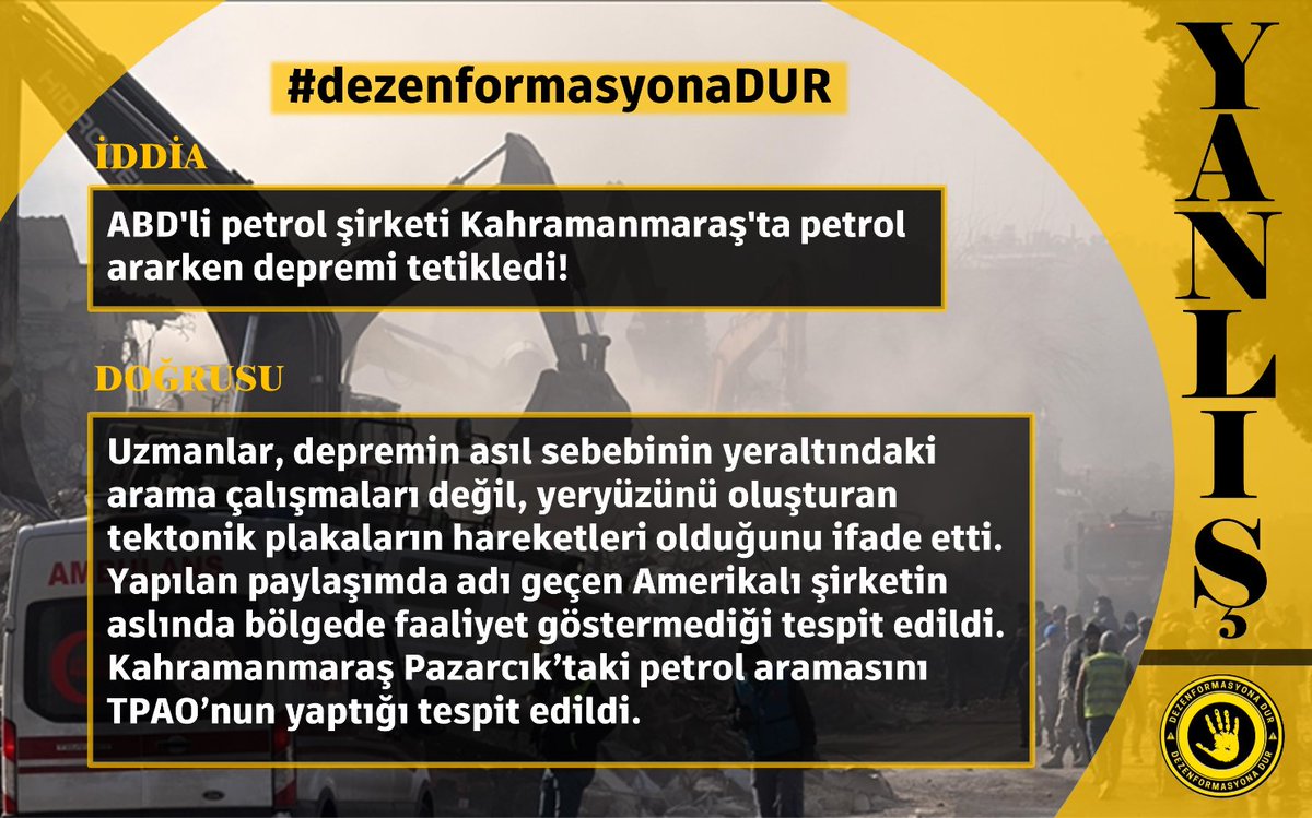 dzenfrmsyonaDUR's tweet photo. Depreme petrol arama çalışmaları mı sebep oldu?

#Dez
#Dezenformasyondur
#DezenformasyonaDur https://t.co/csBwRVUOlr