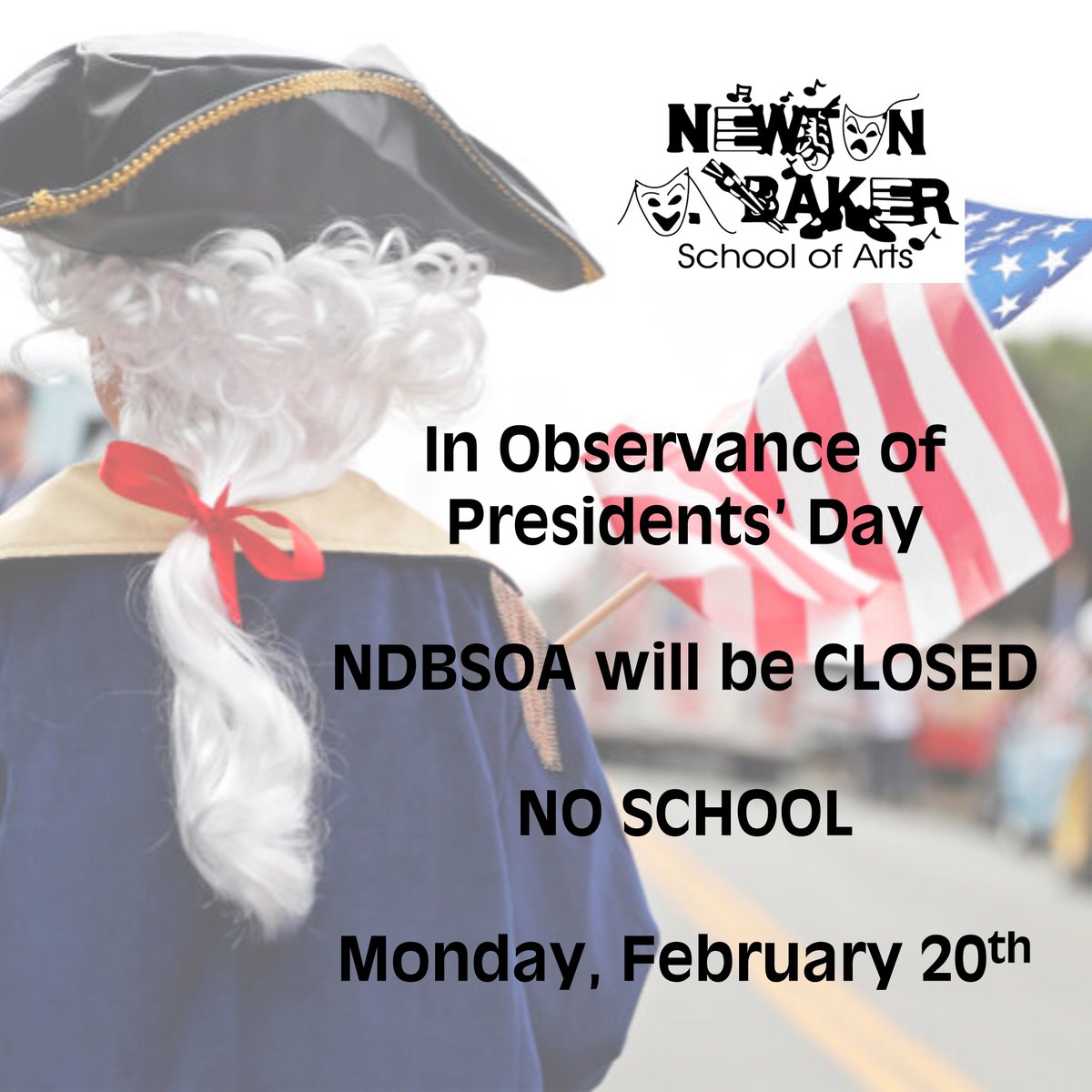 #NDBSOA Families... NO SCHOOL on Mon, Feb 20th in for Presidents' Day. We will see everyone back on Tues, Feb 21st! @Get2schoolcle @Ericgordon_CEO @Clemetroschools @Oheducation <a href="/Cleveland_PL/">Cleveland Public Library</a>  <a href="/CmsdKaren/">CMSD-Karen Thompson</a> <a href="/teachcle_cmsd/">Teach Cleveland</a> @Westparkkamms <a href="/CityofCleveland/">City of Cleveland</a> @KeepGoingCLE @justinmbibb