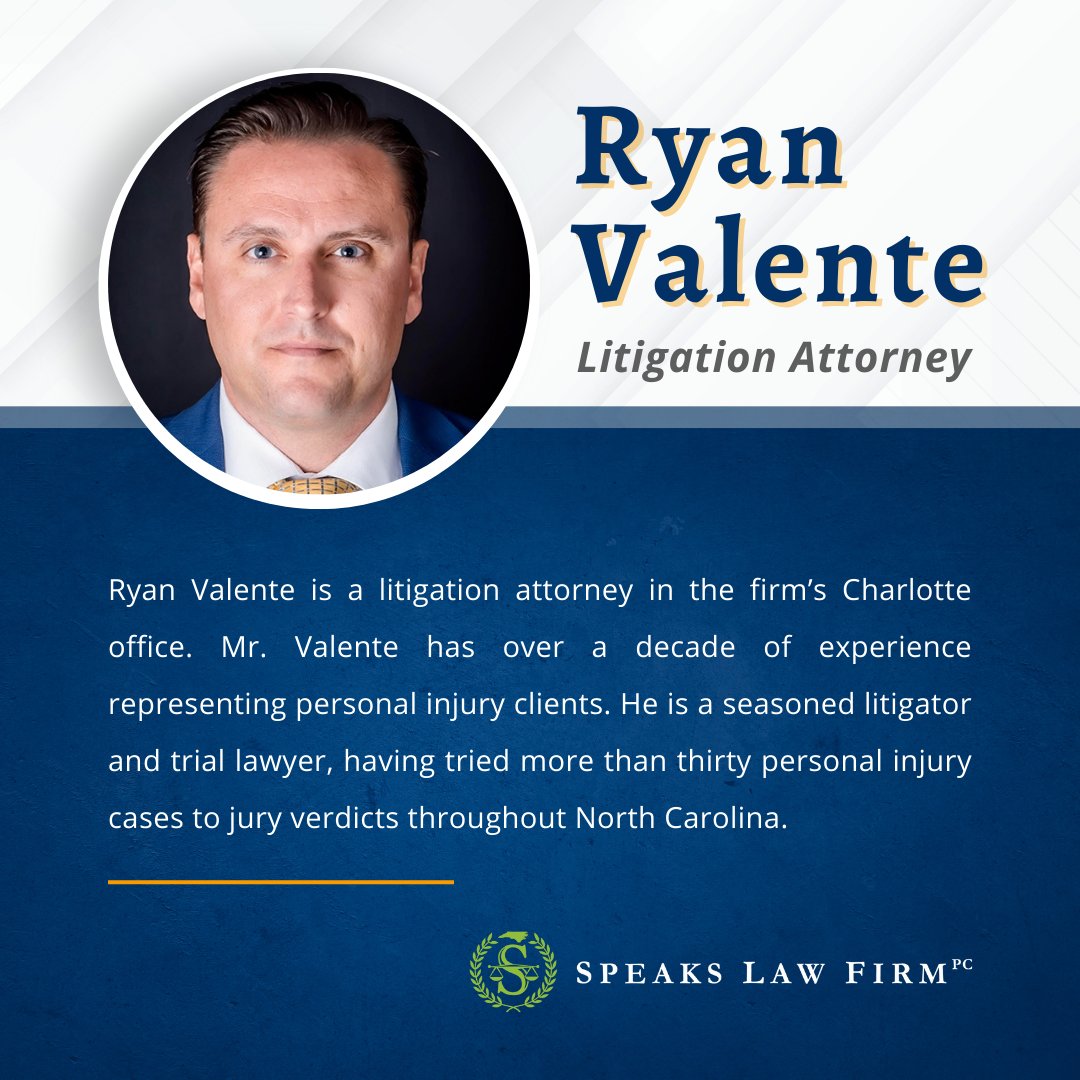SpeaksLawFirm's tweet image. #TeammemberMonday - Ryan Valente 

Read more about Ryan here: speakslaw.com/our-team/ryan-…

📲 910-839-7433💻 SpeaksLaw.com 

#Workerscomp #Workerscompattorney #personalinjury #workerscompensation #attorney #slipandfall