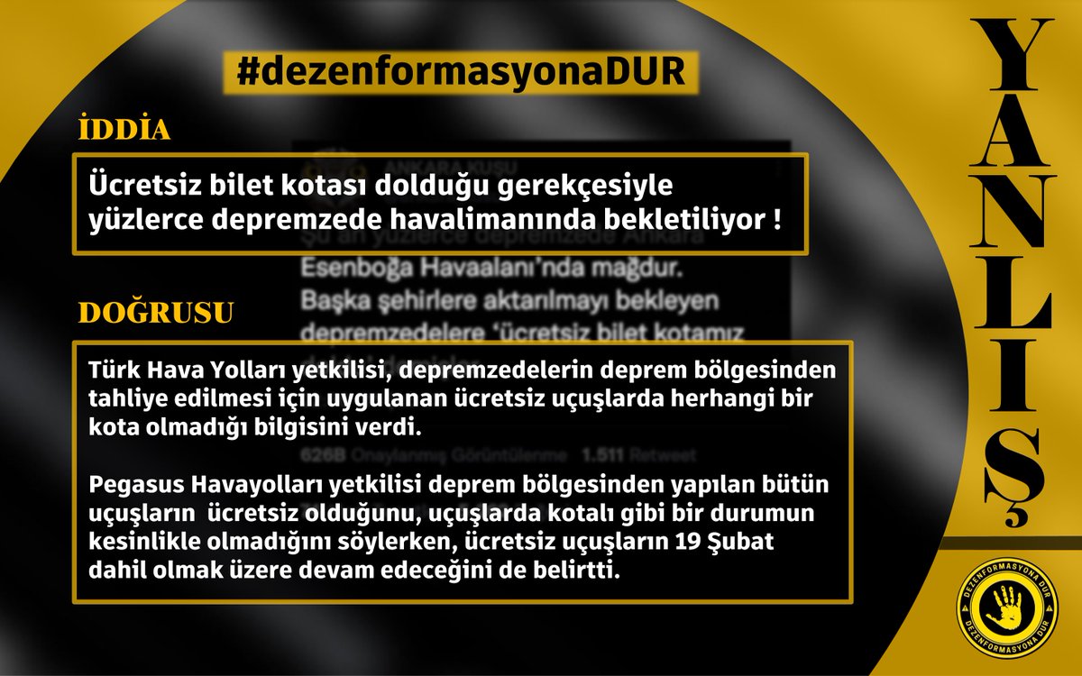 dzenfrmsyonaDUR's tweet photo. Depremzedelere bilet satıldı mı?

#Dez
#Dezenformasyondur
#DezenformasyonaDur
@TK_TR @ucurbenipegasus https://t.co/VlYwpIXmnq